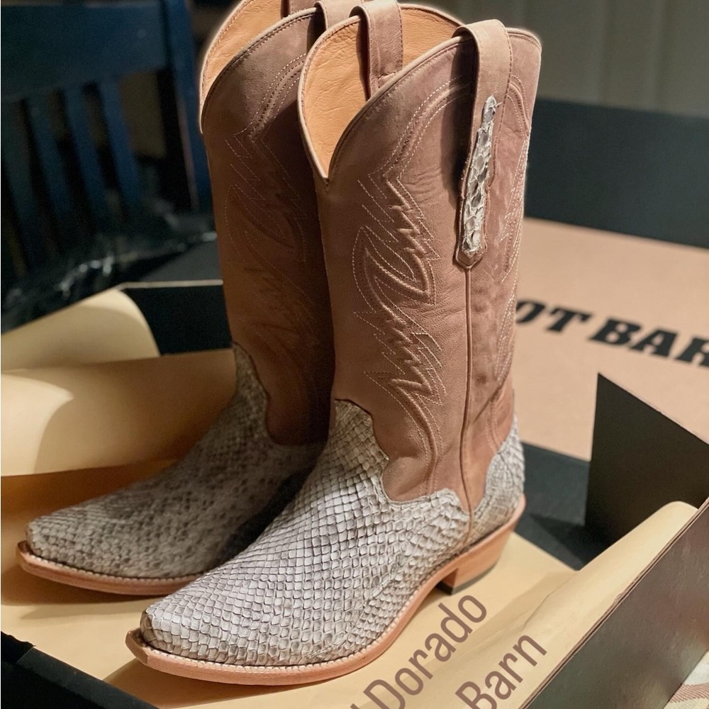 El Dorado Anaconda Women's Tan and Gray Western Leather Boots